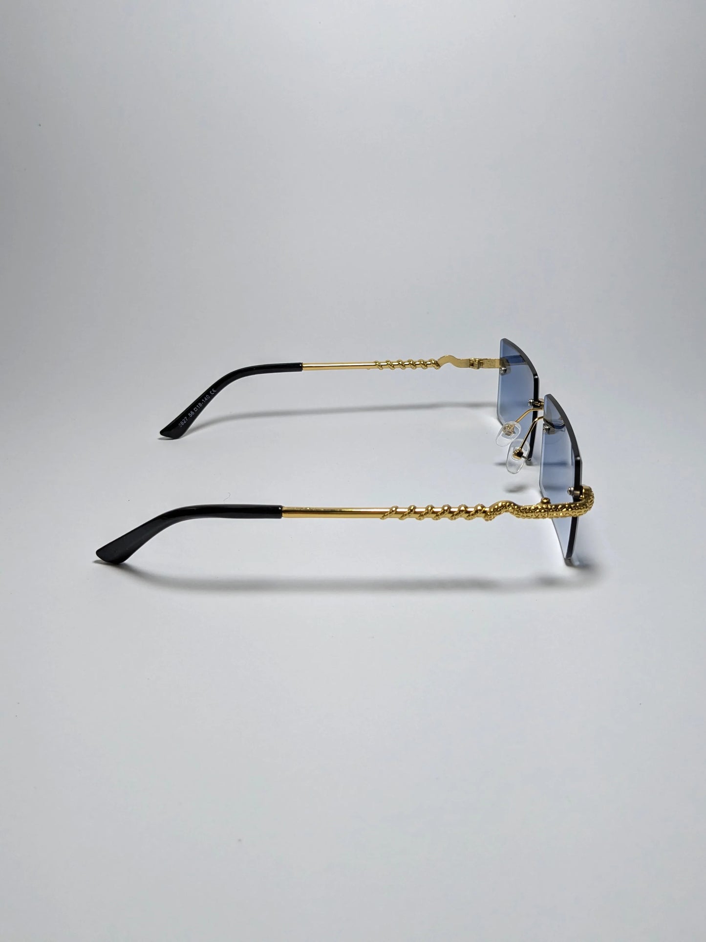 Car tierr - md001 (2) Rectangle Rimless Golden Metal Snake Arm Sunglasses with Box