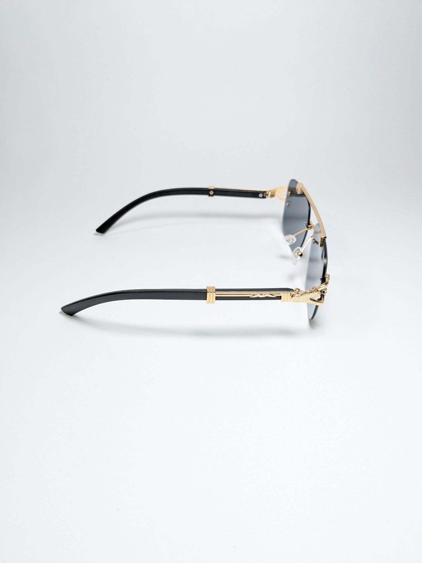 Car Tierr - md003 (4) Aviator Rimless Double Bridge Cheetah Arm Frame Sunglasses with Box