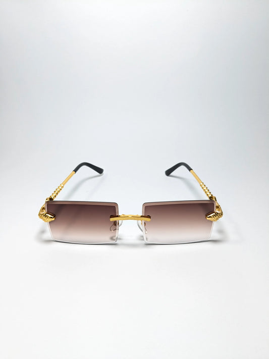 Car tierr - md001 (1) Rectangle Rimless Golden Metal Snake Arm Frame with Box