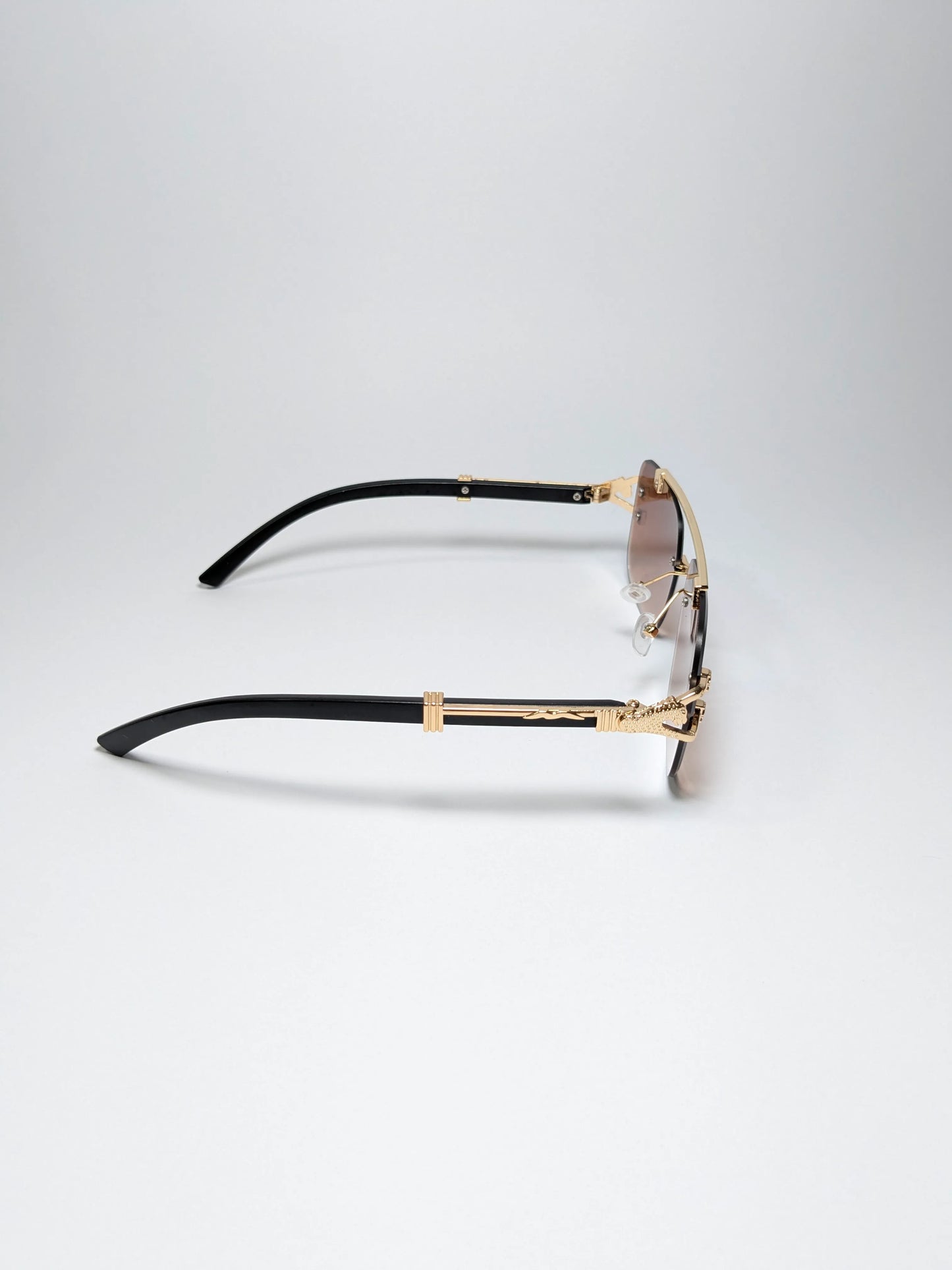 Car Tierr - md003 (4) Aviator Rimless Double Bridge Cheetah Arm Frame Sunglasses with Box