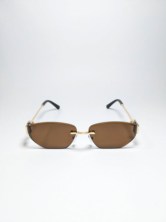 Bal Mainn - md001 Rimless Golden Metal Frame Sunglasses Design with Box
