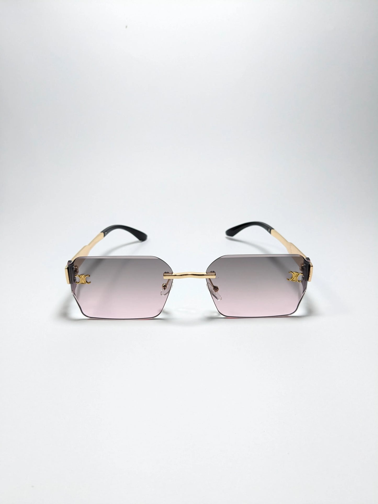 Cee Line - md003 Gradient Lenses and Rimless single bridge metal golden frame sunglasses (Box Included)