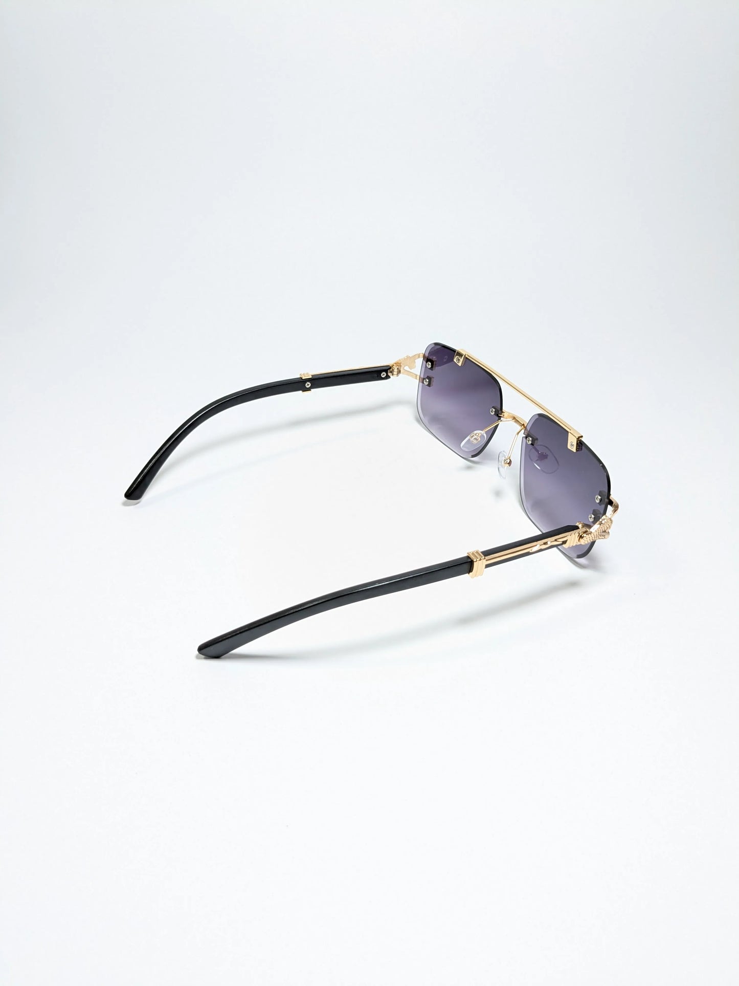 Car Tierr - md003 (4) Aviator Rimless Double Bridge Cheetah Arm Frame Sunglasses with Box