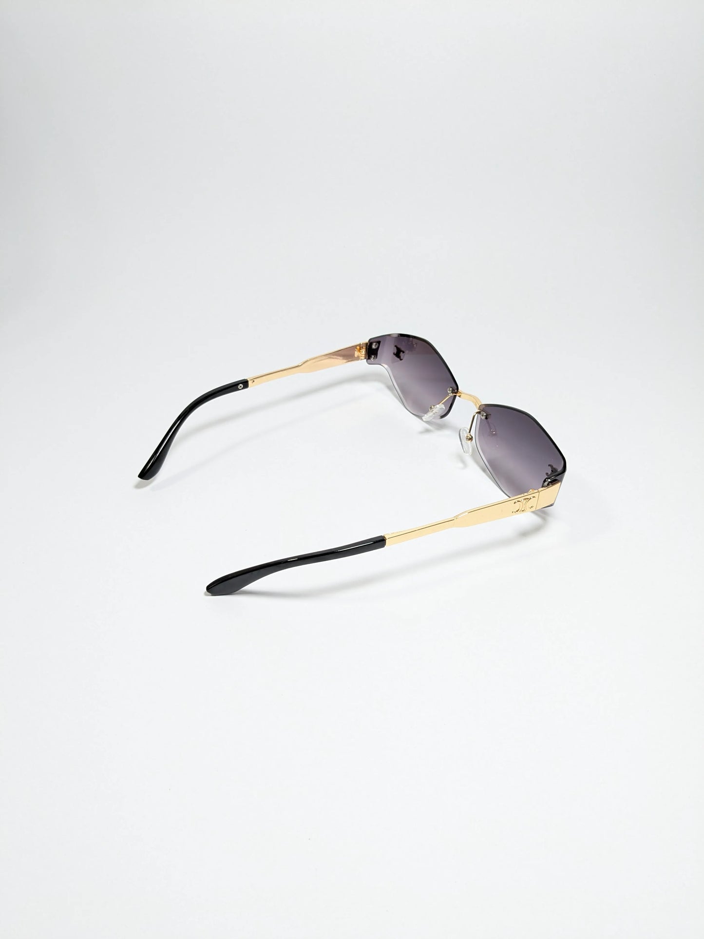 Cee Line - md004 (2) Diamond Cut Gradient lenses with Rimless Golden Metal Frame Sunglasses (Box Included)