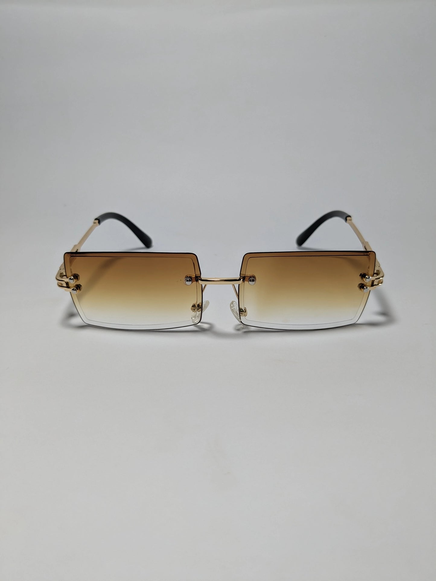 Di Orr - md001 Rimless Golden Metal frame arms with gradient honey lenses Sunglasses (Box Included)