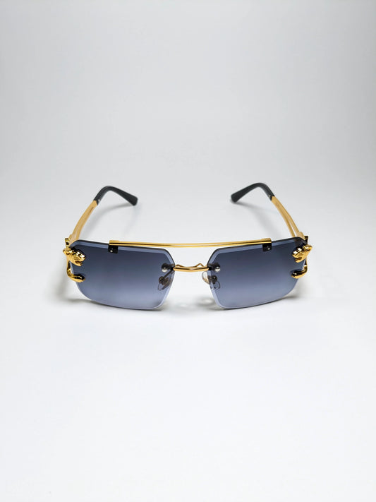 Car tierr - md002 (2 )Aviator Double Bridge Golden Cheetah Arm Frame, Rectangle Lens with Box