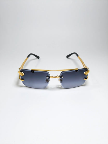 Car tierr - md002 (2 )Aviator Double Bridge Golden Cheetah Arm Frame, Rectangle Lens with Box
