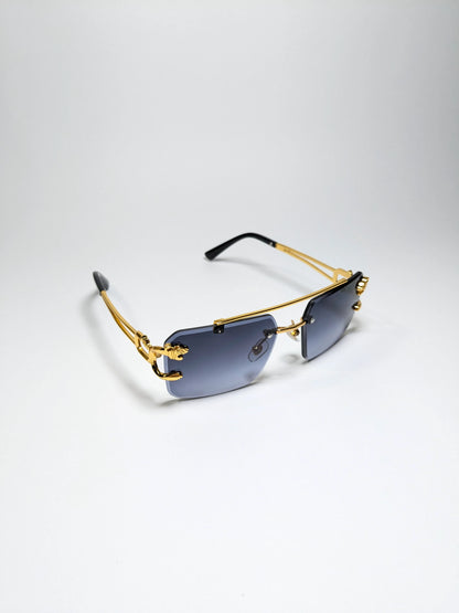 Car tierr - md002 (2 )Aviator Double Bridge Golden Cheetah Arm Frame, Rectangle Lens with Box