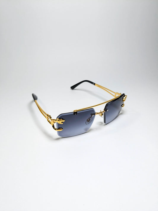 Car tierr - md002 (2 )Aviator Double Bridge Golden Cheetah Arm Frame, Rectangle Lens with Box