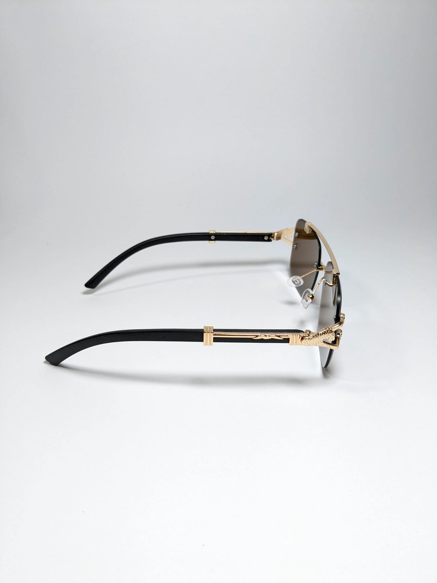 Car Tierr - md003 (4) Aviator Rimless Double Bridge Cheetah Arm Frame Sunglasses with Box
