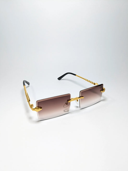 Car tierr - md001 (1) Rectangle Rimless Golden Metal Snake Arm Frame with Box