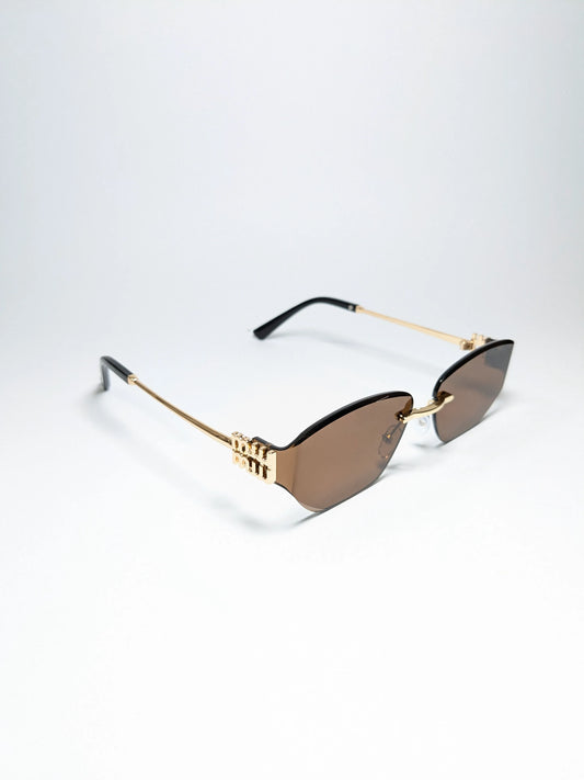 Bal Mainn - md001 Rimless Golden Metal Frame Sunglasses Design with Box