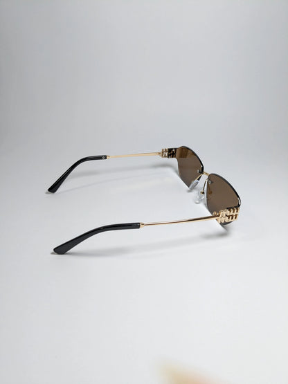 Bal Mainn - md001 Rimless Golden Metal Frame Sunglasses Design with Box