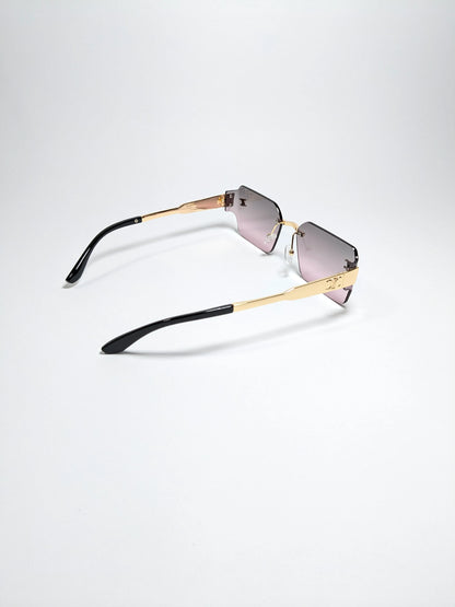 Cee Line - md003 Gradient Lenses and Rimless single bridge metal golden frame sunglasses (Box Included)