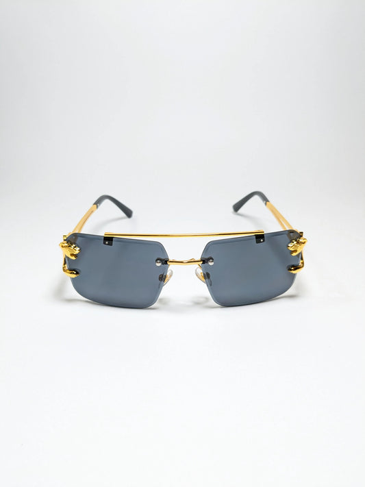 Car tierr - md002 (1) Aviator Double Bridge Golden Cheetah Arm Frame, Rectangle Lens with Box