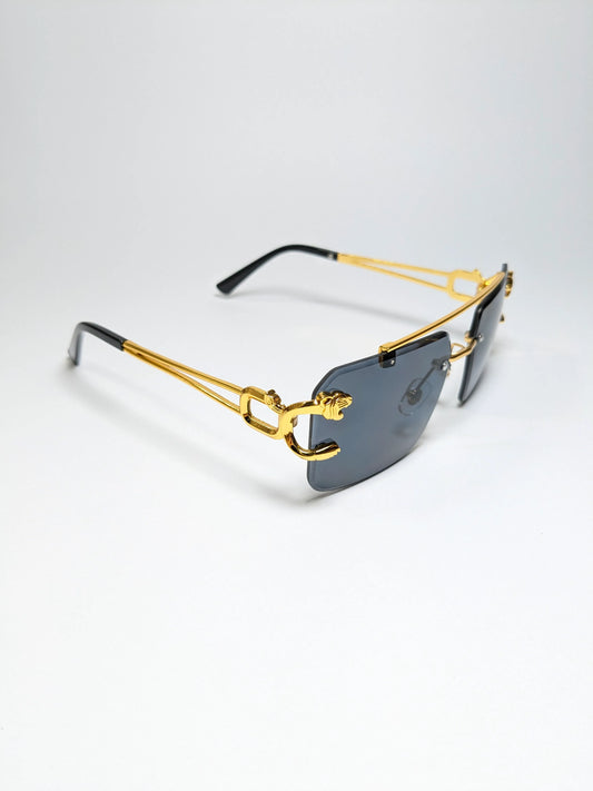 Car tierr - md002 (1) Aviator Double Bridge Golden Cheetah Arm Frame, Rectangle Lens with Box
