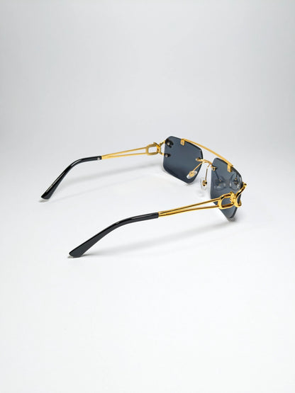 Car tierr - md002 (2 )Aviator Double Bridge Golden Cheetah Arm Frame, Rectangle Lens with Box