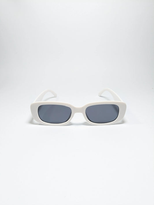 Pra Da - md003 Retro White Frame paired with Sleek Black Lenses (Box included)