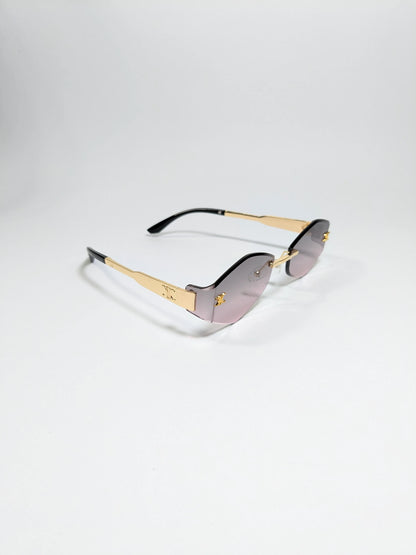 Cee Line - md004 (2) Diamond Cut Gradient lenses with Rimless Golden Metal Frame Sunglasses (Box Included)