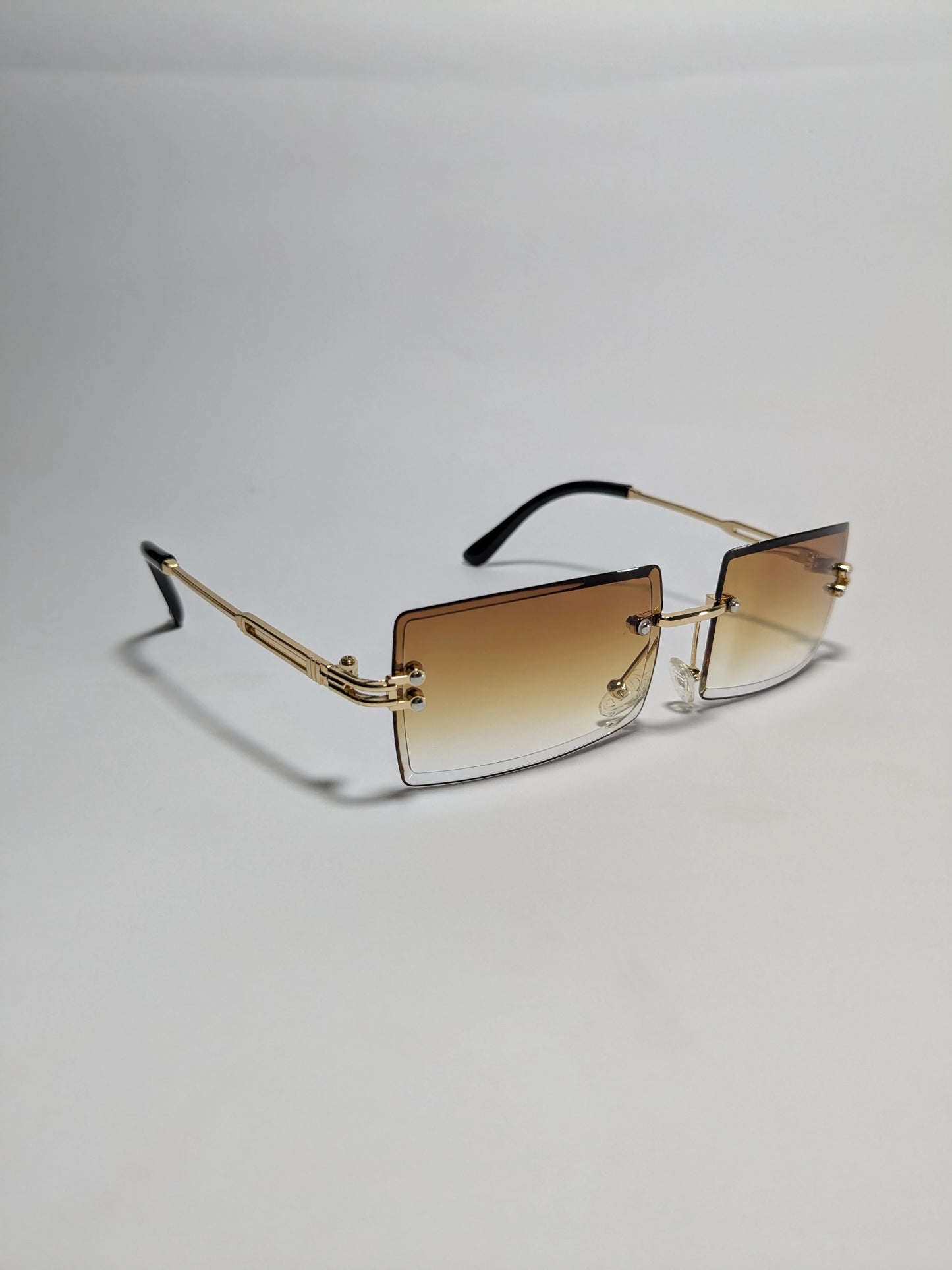 Di Orr - md001 Rimless Golden Metal frame arms with gradient honey lenses Sunglasses (Box Included)