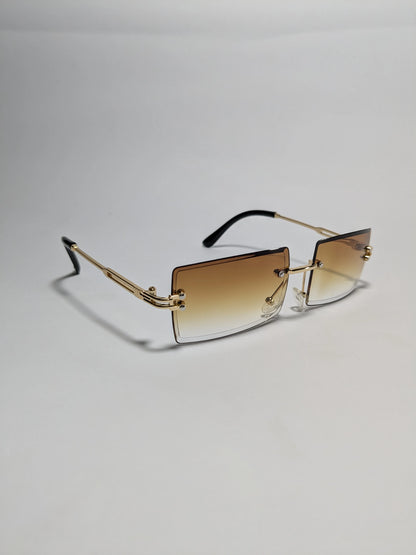 Di Orr - md001 Rimless Golden Metal frame arms with gradient honey lenses Sunglasses (Box Included)