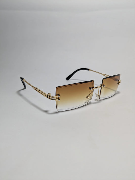 Di Orr - md001 Rimless Golden Metal frame arms with gradient honey lenses Sunglasses (Box Included)