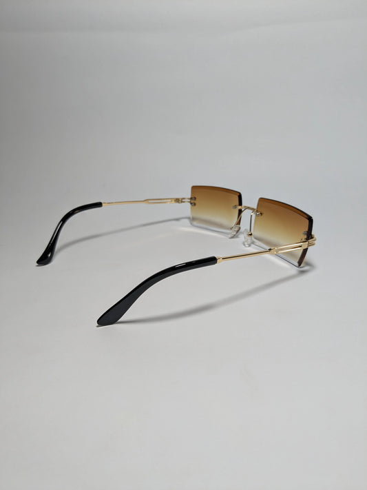 Di Orr - md001 Rimless Golden Metal frame arms with gradient honey lenses Sunglasses (Box Included)
