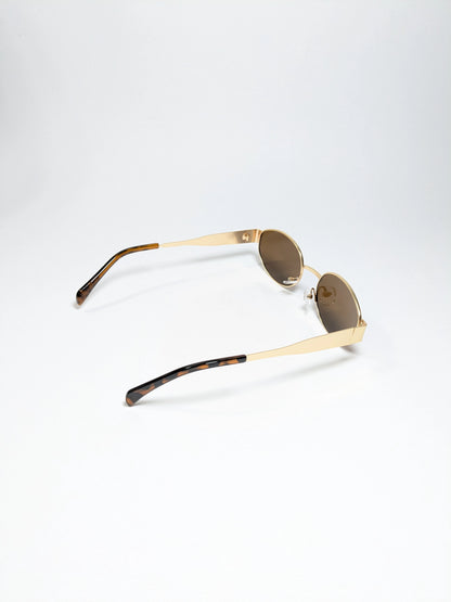 Cee line - md001 (2) Golden Oval Shape Frame and Lens Modern Design Sunglasses with Box